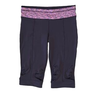 Prana Purple Cropped Yoga Pants with Pink Heather Waistband